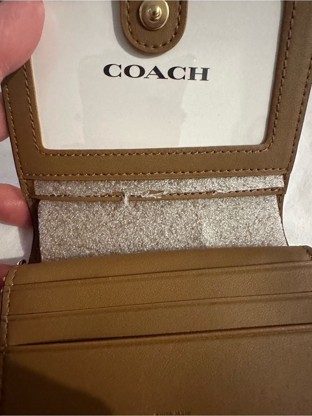 Coach Beige Monogram Signature Zip Wallet with Gold Hardware - Picture 2 of 5